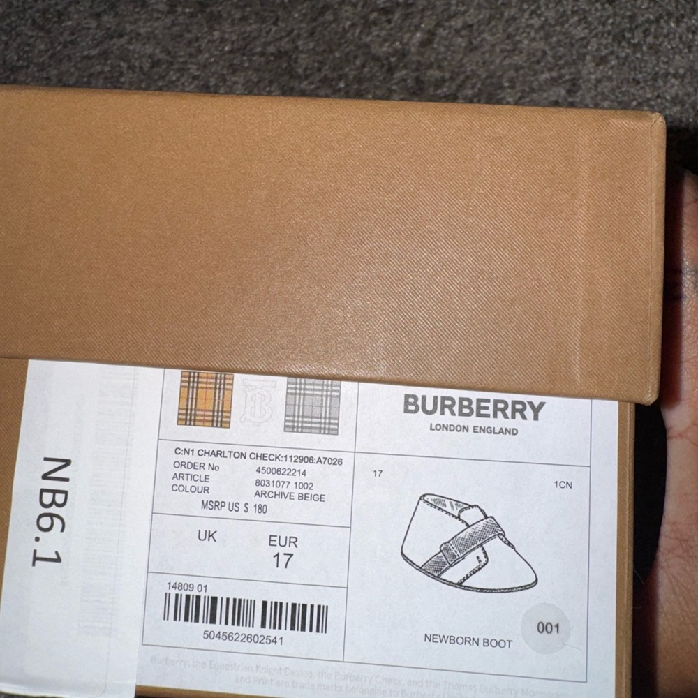 Burberry Infant Booties in Beige and Plaid